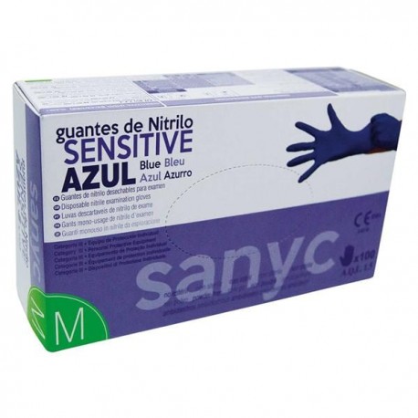 GUANTE NITRILO SENSITIVE AZUL "M" MED 4GR
