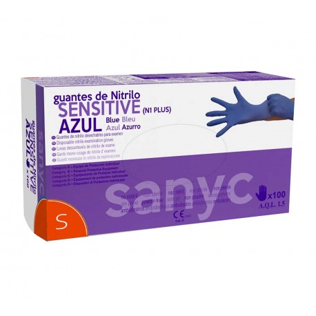 GUANTE NITRILO SENSITIVE AZUL "S" PEQ 4G