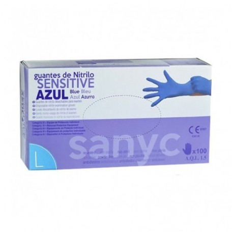 GUANTE NITRILO SENSITIVE AZUL "L" GDE 4G