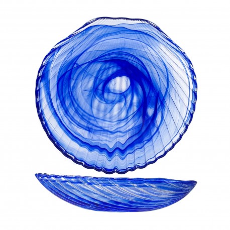 TESTA PLATO CONCHA 25CM ALABASTRO AZUL