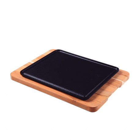 GRILL TABLA MADERA Y FUENTE HIERRO RECT 28X23